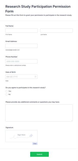 Research Study Participation Permission Form Template