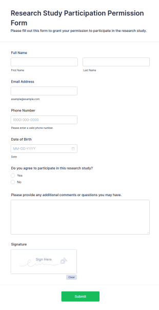 Research Study Participation Permission Form Template