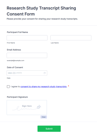 Research Study Transcript Sharing Consent Form Template