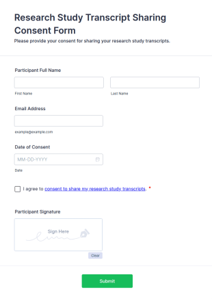 Research Study Transcript Sharing Consent Form Template