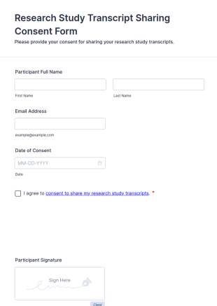 Research Study Transcript Sharing Consent Form Template
