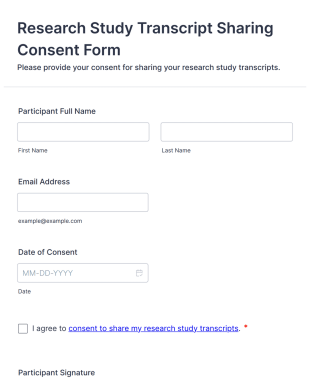 Research Study Transcript Sharing Consent Form Template