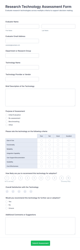 Research Technology Assessment Form Template
