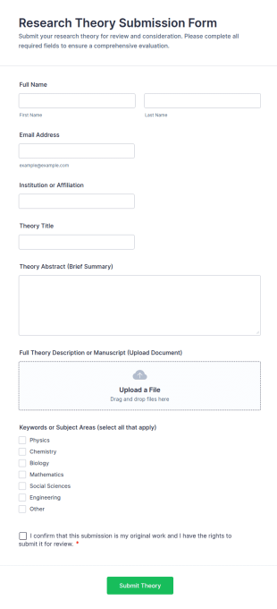 Research Theory Submission Form Template