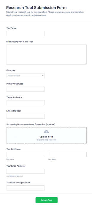 Research Tool Submission Form Template