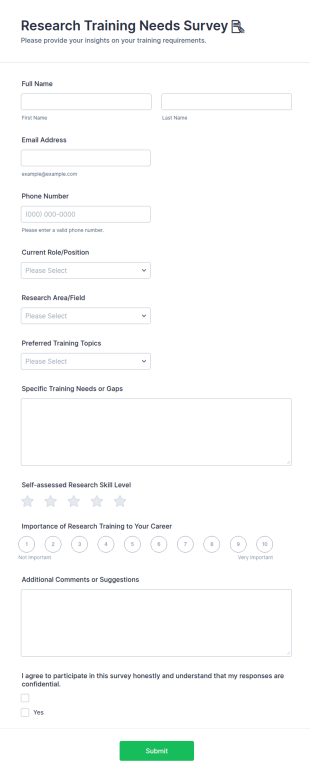 Research Training Needs Survey 📝 Form Template