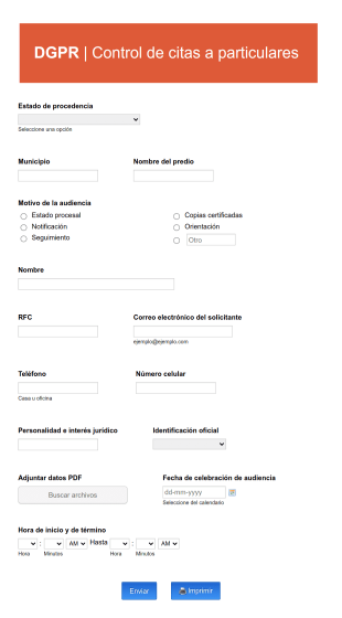Reserva De Citas De Audiencias Jurídicas Form Template