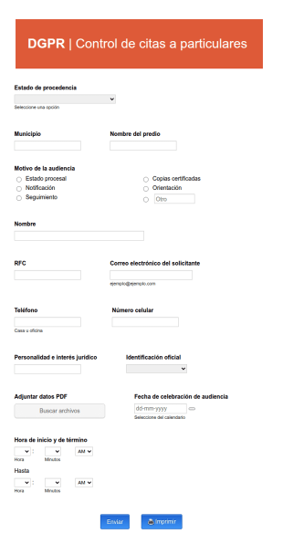 Reserva De Citas De Audiencias Jurídicas
