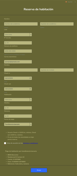 Reserva De Habitaciones Casa Club El Carmen Form Template