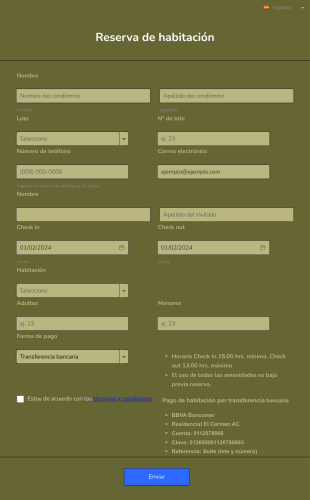 Reserva De Habitaciones Casa Club El Carmen Form Template