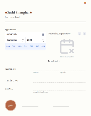 Reserva Restaurante Form Template