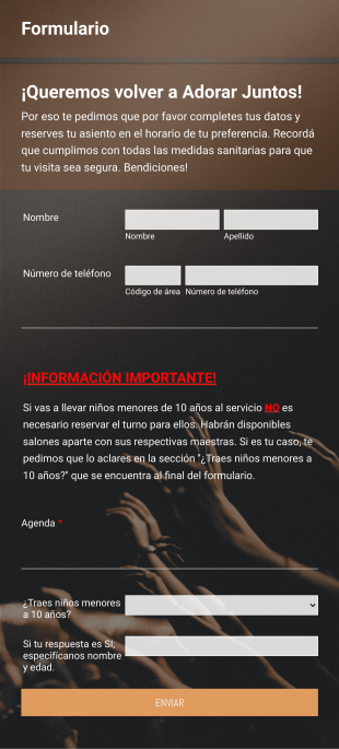 Reserva Reunión Principal Encuentro Iglesia