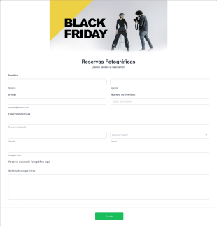 Reservas De Fotografía Black Friday Form Template