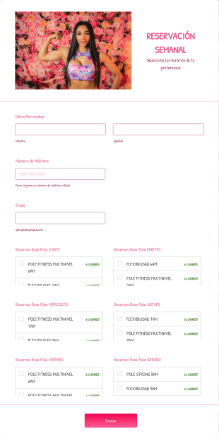 Reservas Rose Pole Fitness Form Template