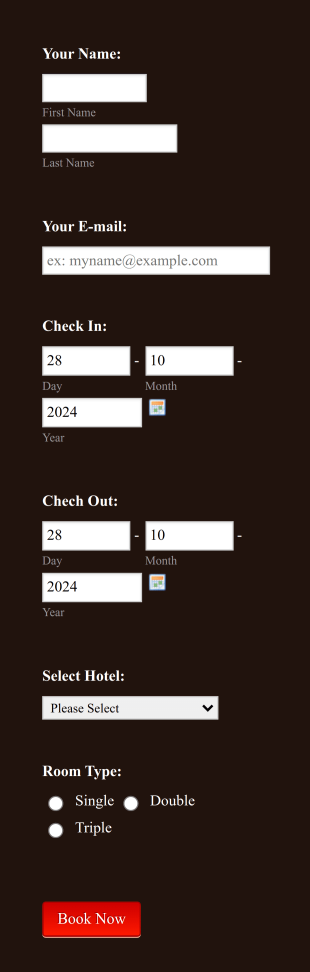 Hotel Reservation Form Brown Background Form Template