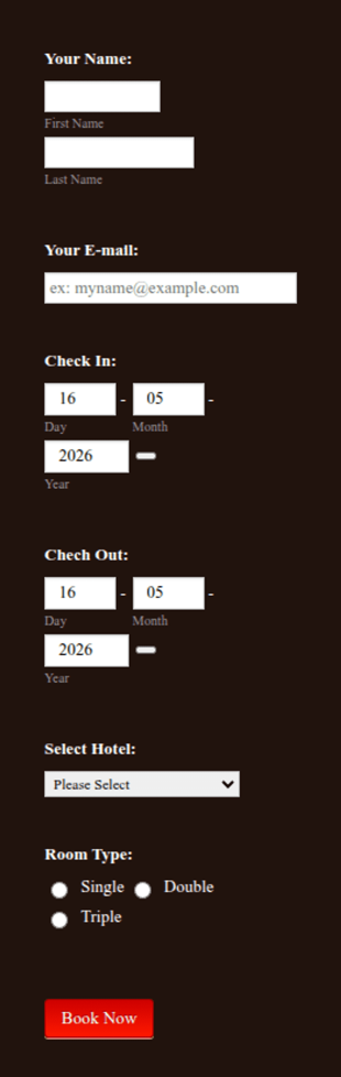 Hotel Reservation Form Brown Background