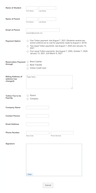 Student Re Enrollment Form Template