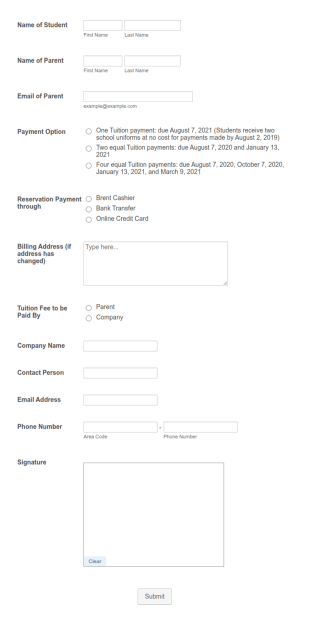 Student Re Enrollment Form Template