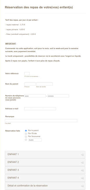 Réservation Repas Huy Sud Form Template