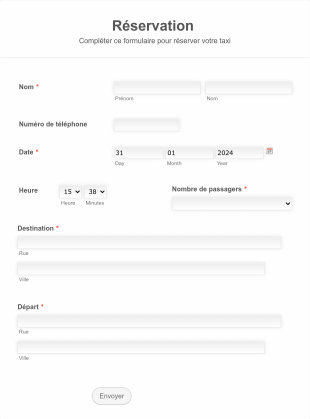 Reservation Taxi Form Template