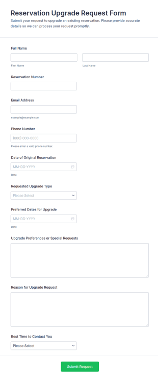 Reservation Upgrade Request Form Template