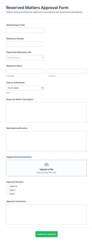 Reserved Matters Approval Form Template