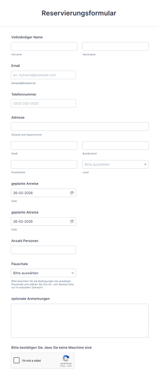 Reservierungsformular