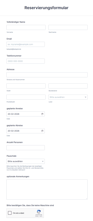 Reservierungsformular