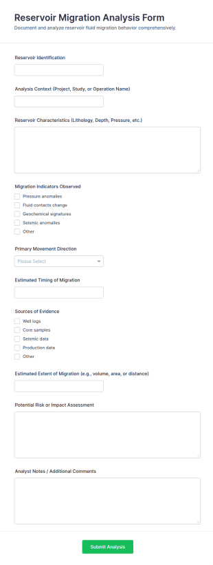 Reservoir Migration Analysis Form Template