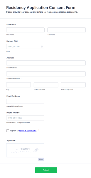 Residency Application Consent Form Template