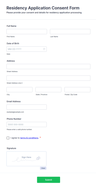 Residency Application Consent Form Template