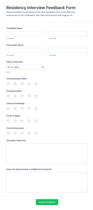 Residency Interview Feedback Form Template