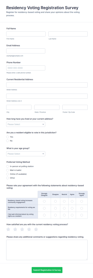 Residency Voting Registration Survey Form Template