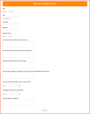 Resident Feedback Form Template