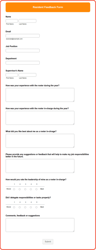 Resident Feedback Form Template