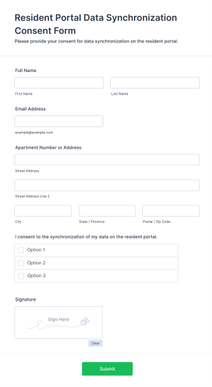 Resident Portal Data Synchronization Consent Form Template