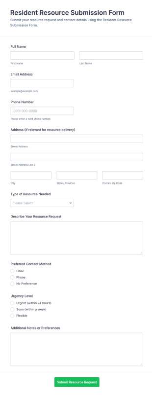 Resident Resource Submission Form Template