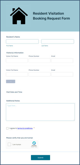 Resident Visitation Booking Request Form Template