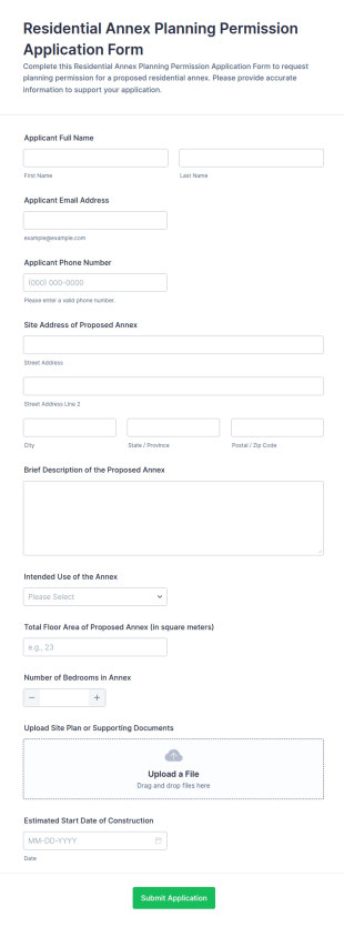 Residential Annex Planning Permission Application Form Template