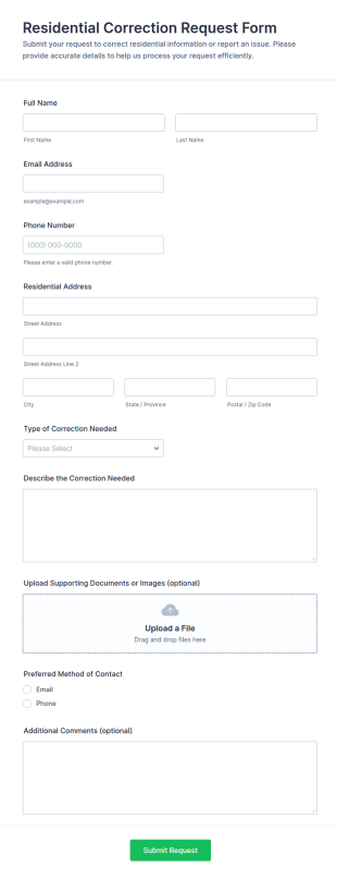 Residential Correction Request Form Template