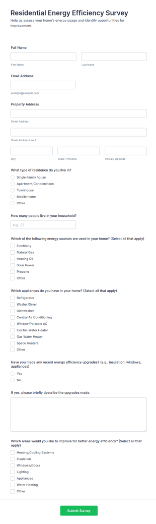 Residential Energy Efficiency Survey Form Template