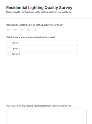 Residential Lighting Quality Survey Form Template