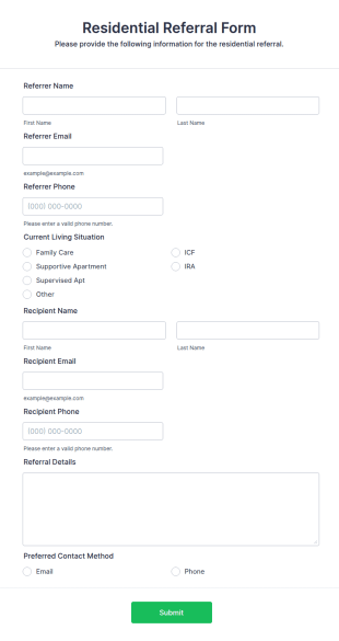 Residential Referral Form Template