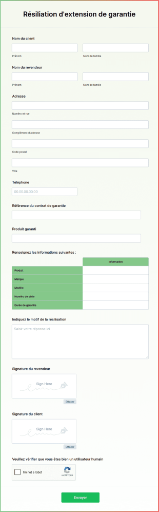Résiliation D'extension De Garantie