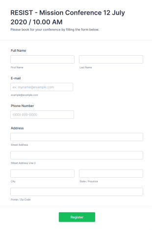 Mission Conference Registration Form Template