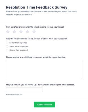 Resolution Time Feedback Survey Form Template