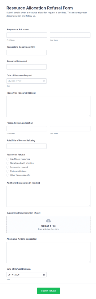 Resource Allocation Refusal Form Template
