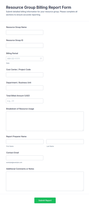Resource Group Billing Report Form Template