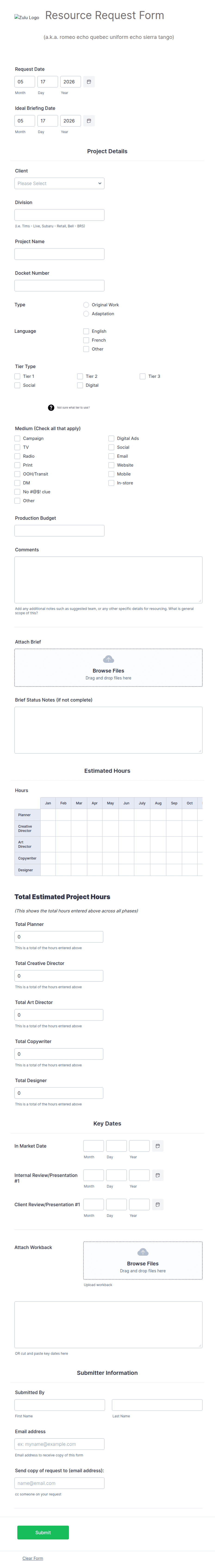 Resource Using Form Resource Request Form Template | Jotform