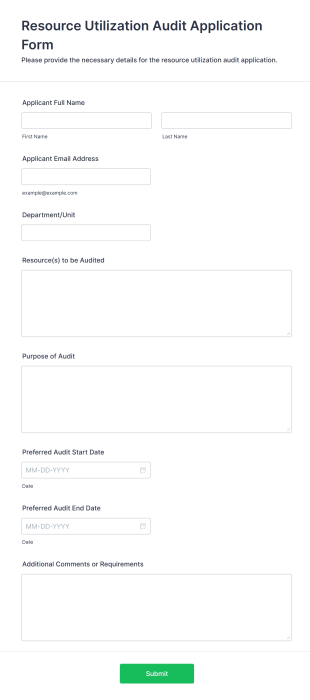 Resource Utilization Audit Application Form Template